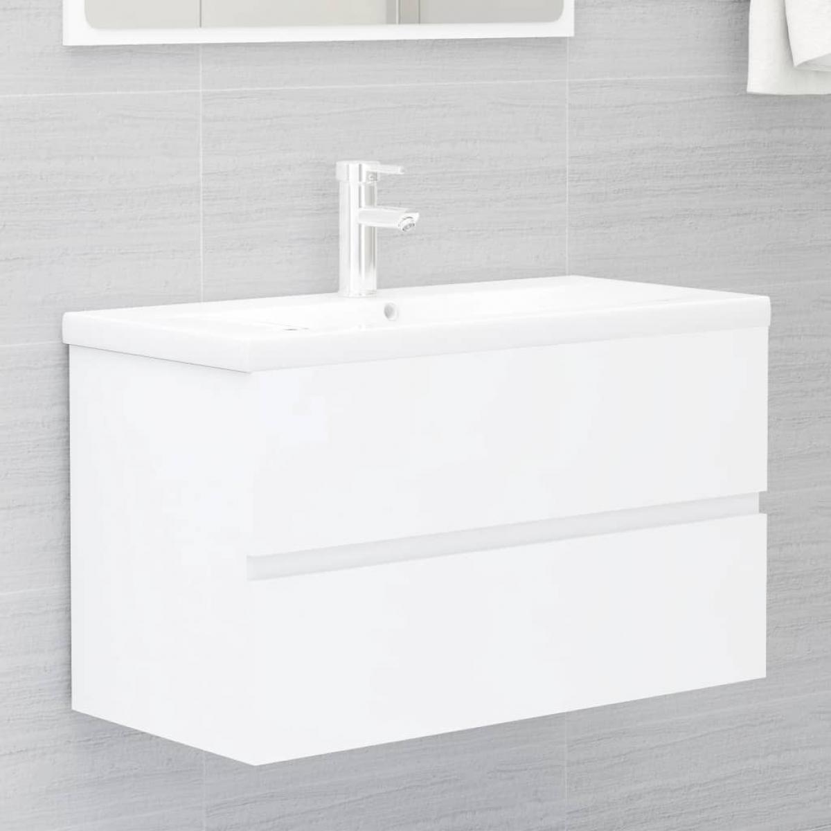 Armario para lavabo madera contrachapada blanco 80x38,5x45 cm