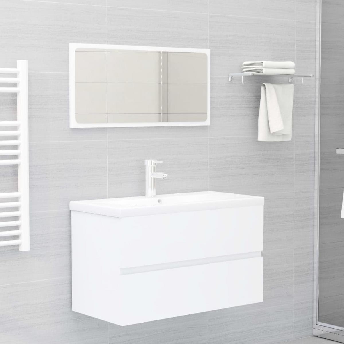 Armario para lavabo madera contrachapada blanco 80x38,5x45 cm