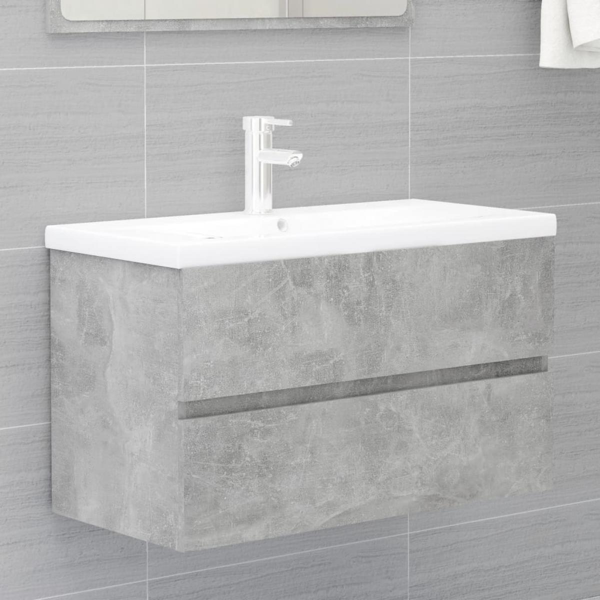 viMueble de lavabo madera ingeniería gris hormigón 80x38,5x45cm