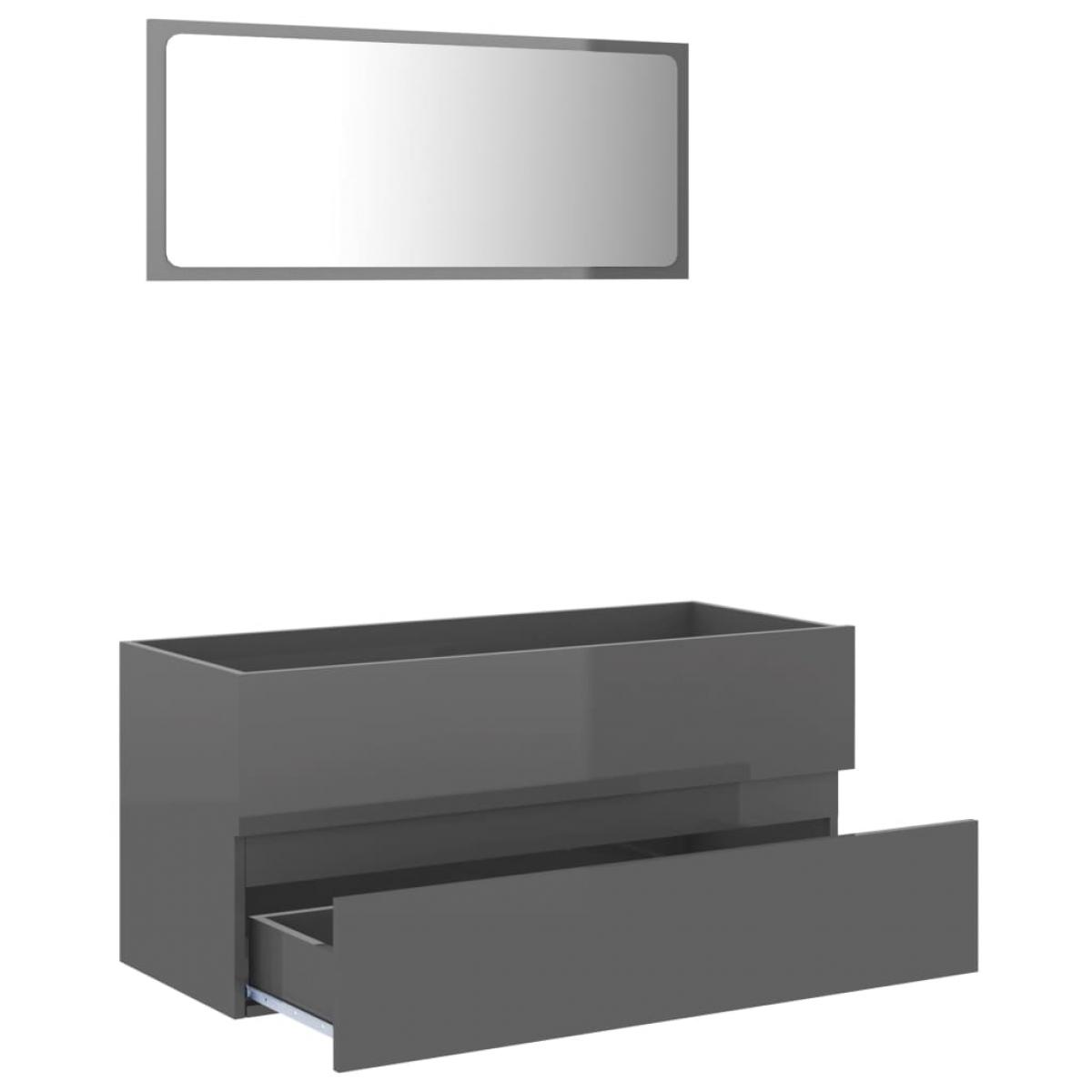 Conjunto de muebles de baño 2 piezas aglomerado gris brillante