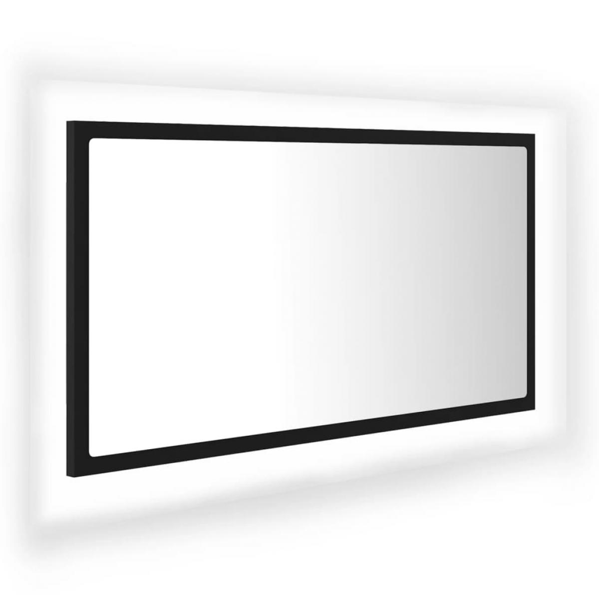 Espejo baño LED negro acrílico 80x8,5x37 cm