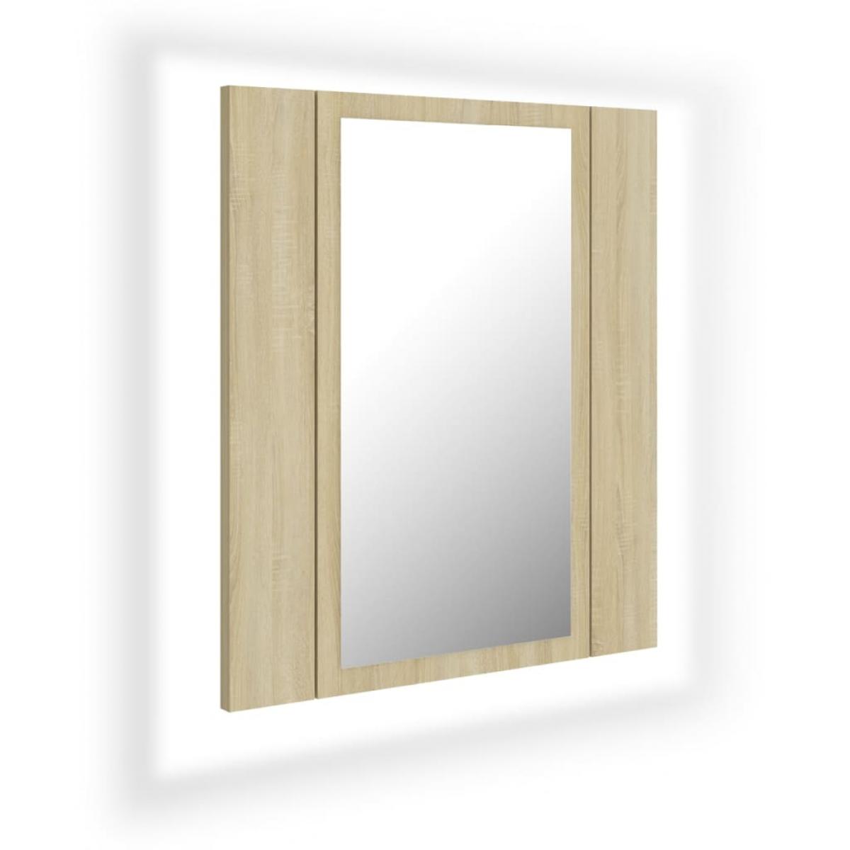 Armario espejo de baño LED acrílico roble Sonoma 40x12x45 cm