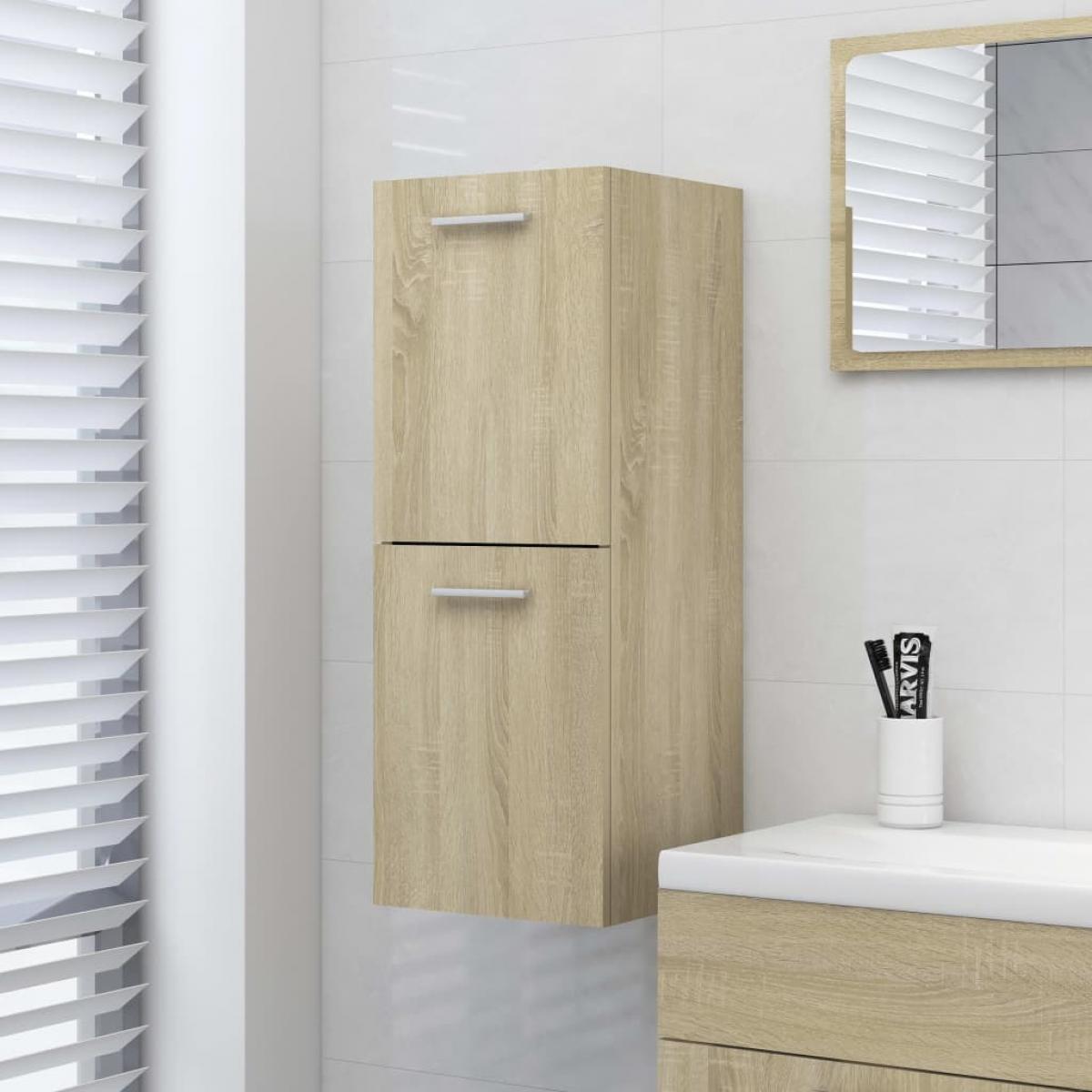 Armario de baño madera contrachapada roble Sonoma 30x30x80 cm