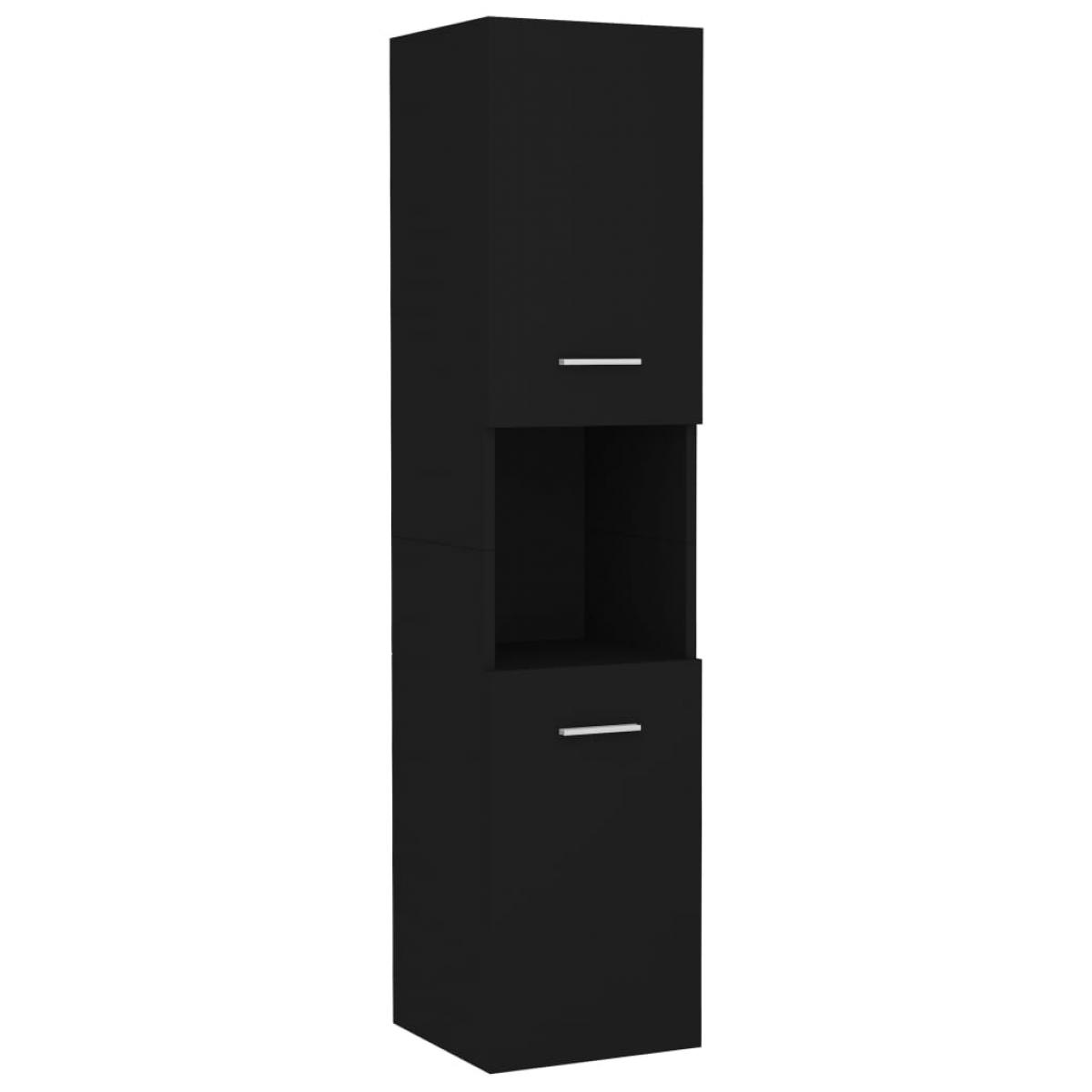 Armario de baño madera contrachapada negro 30x30x130 cm