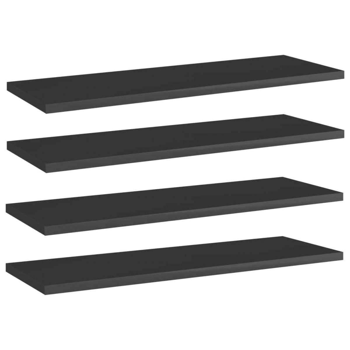 Estantes estantería 4 uds aglomerado negro brillo 60x20x1,5 cm