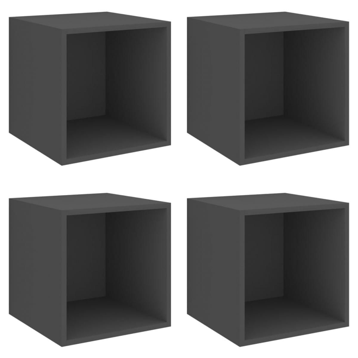 Armario de pared 4 uds madera contrachapada gris 37x37x37 cm