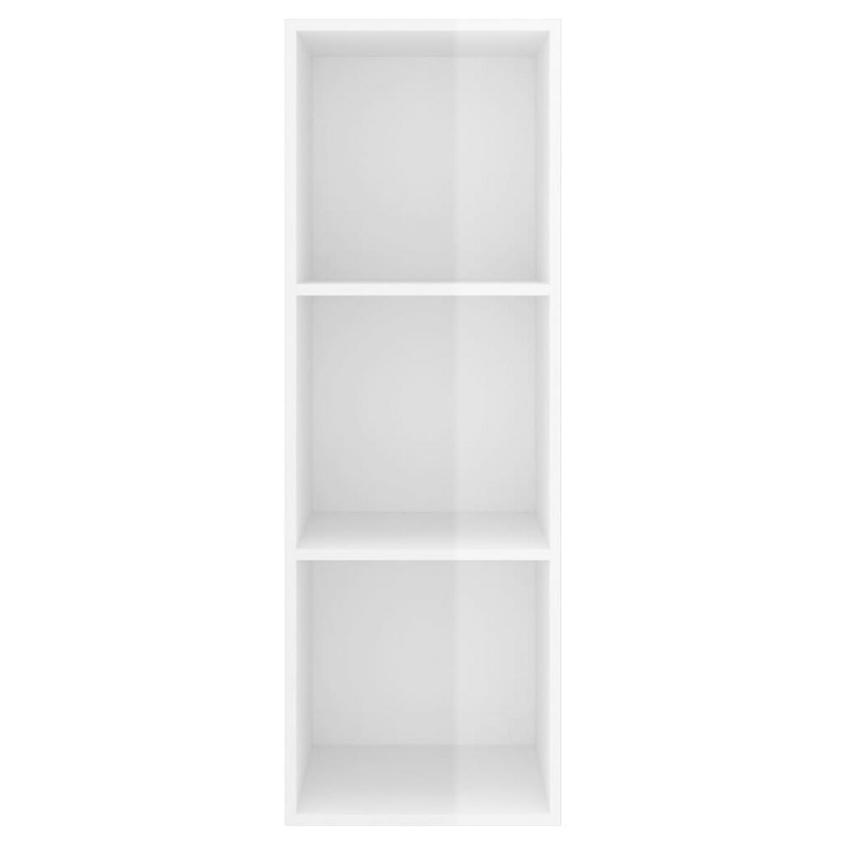Mueble TV pared madera contrachapada blanco brillo 37x37x107 cm