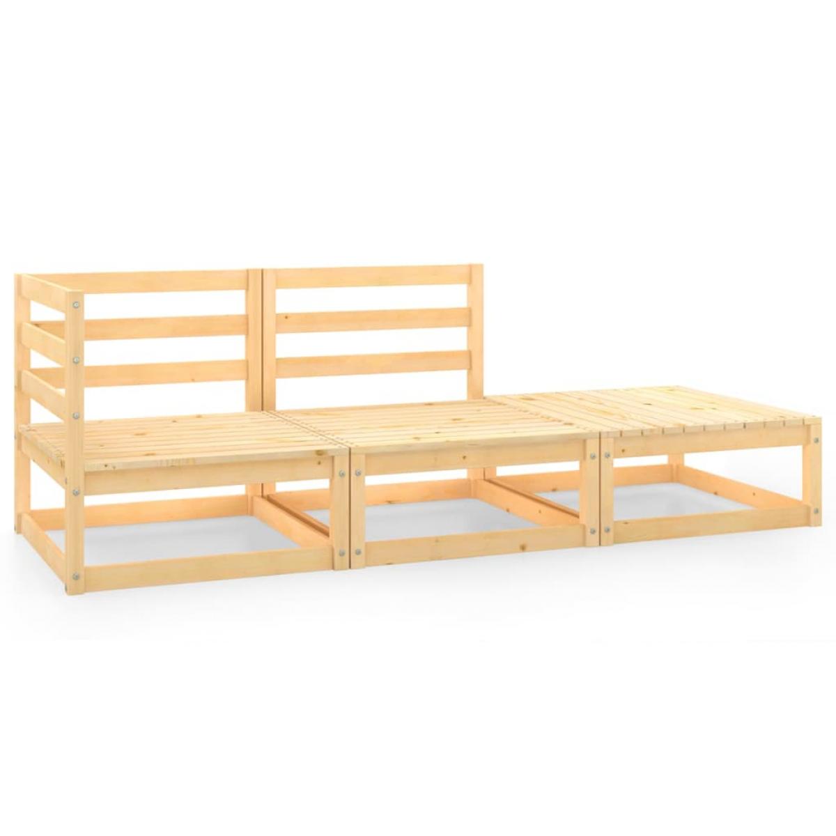 Juego de muebles de jardín 3 piezas madera maciza de pino