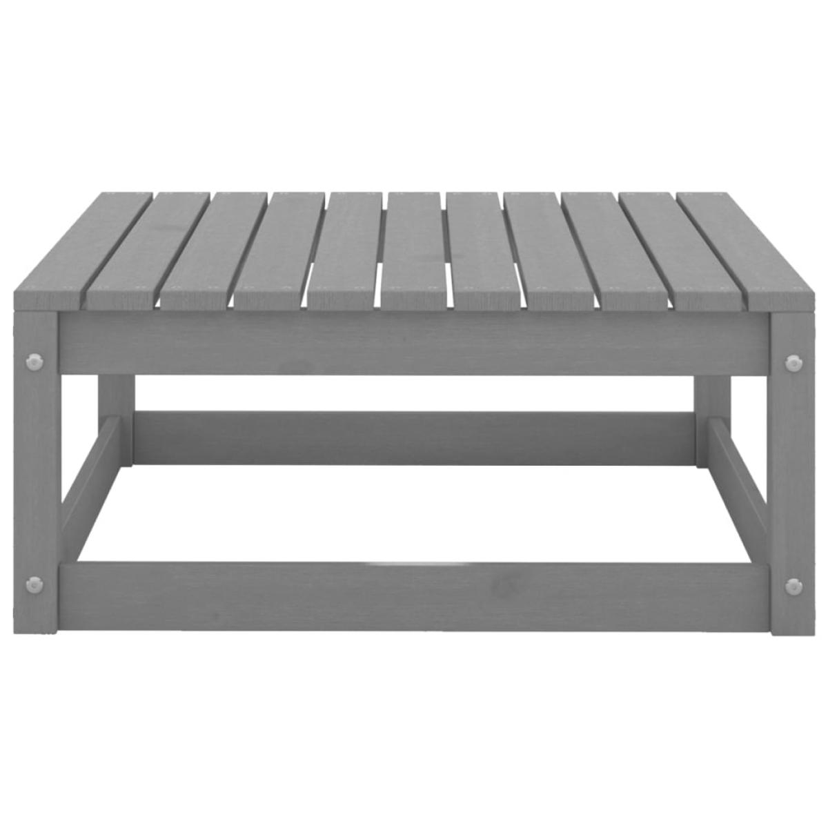 Taburetes de jardín con cojines 2 uds madera maciza pino gris