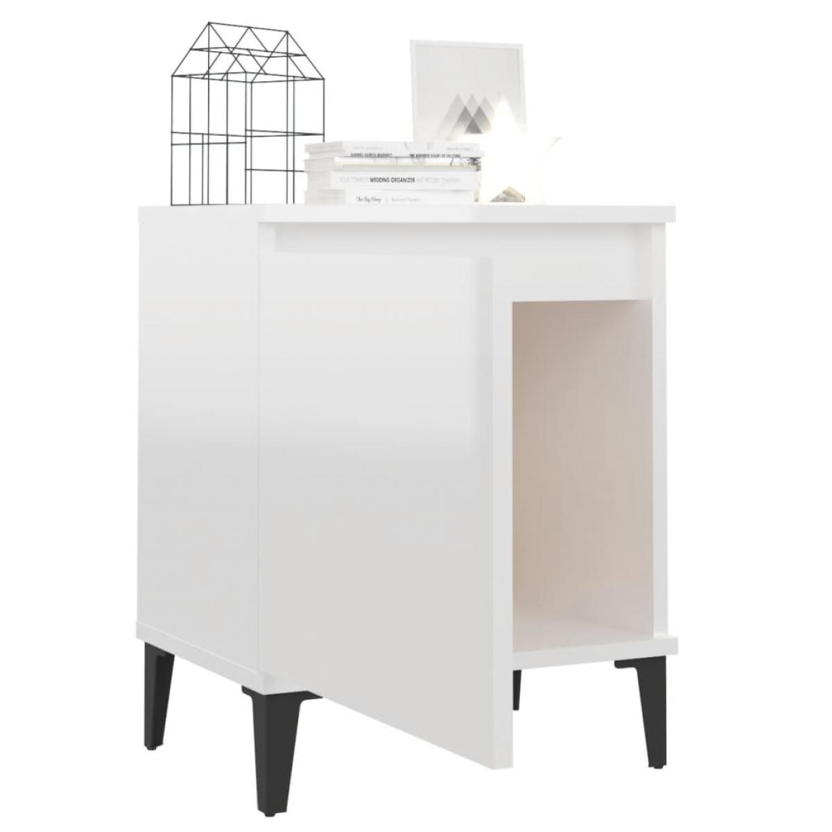 Mesitas de noche patas metal 2 uds blanco brillante 40x30x50 cm