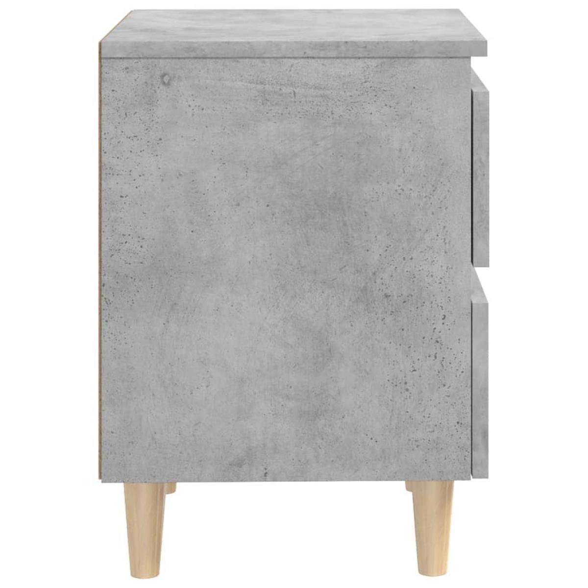 Mesita de noche con patas madera pino gris hormigón 40x35x50 cm