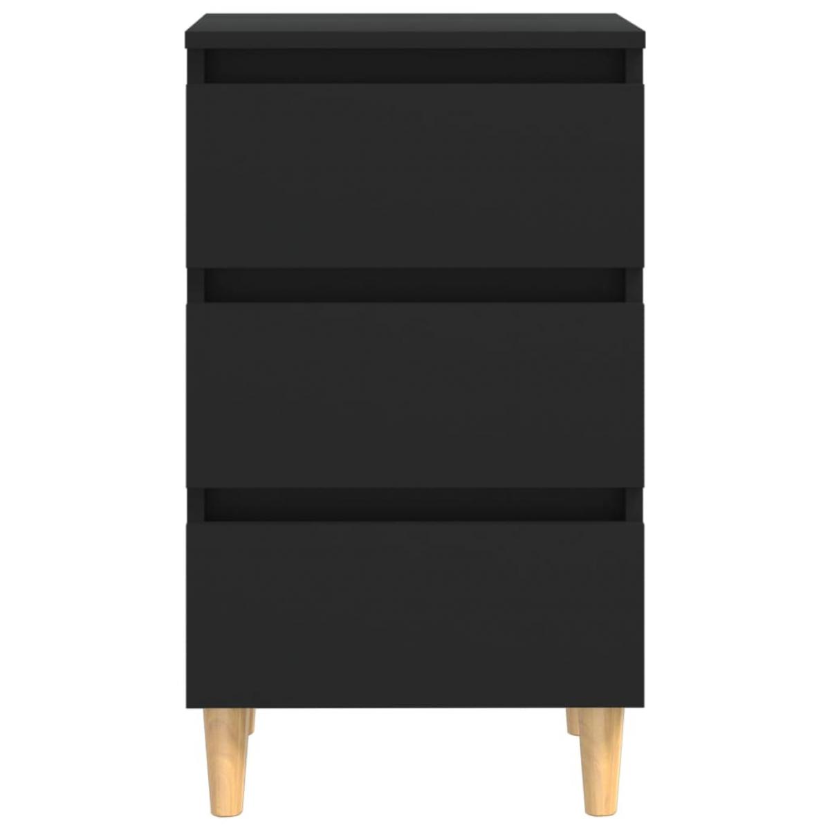 Mesitas de noche 2 uds patas madera maciza negro 40x35x69 cm