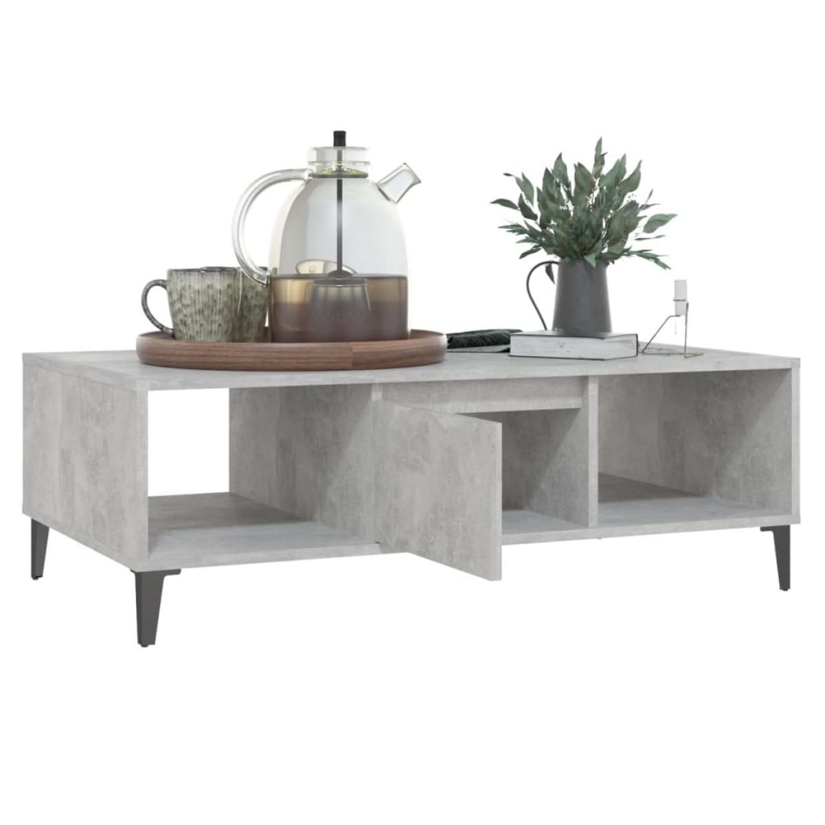 Mesa centro madera contrachapada gris hormigón 103,5x60x35 cm