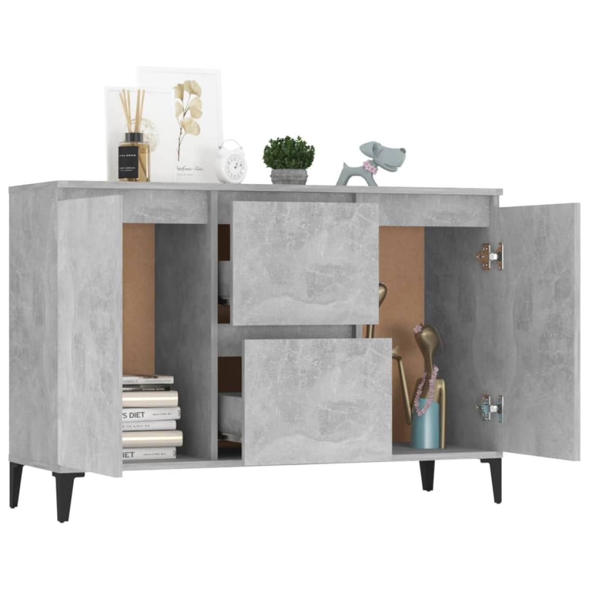 Aparador de madera contrachapada gris hormigón 104x35x70 cm