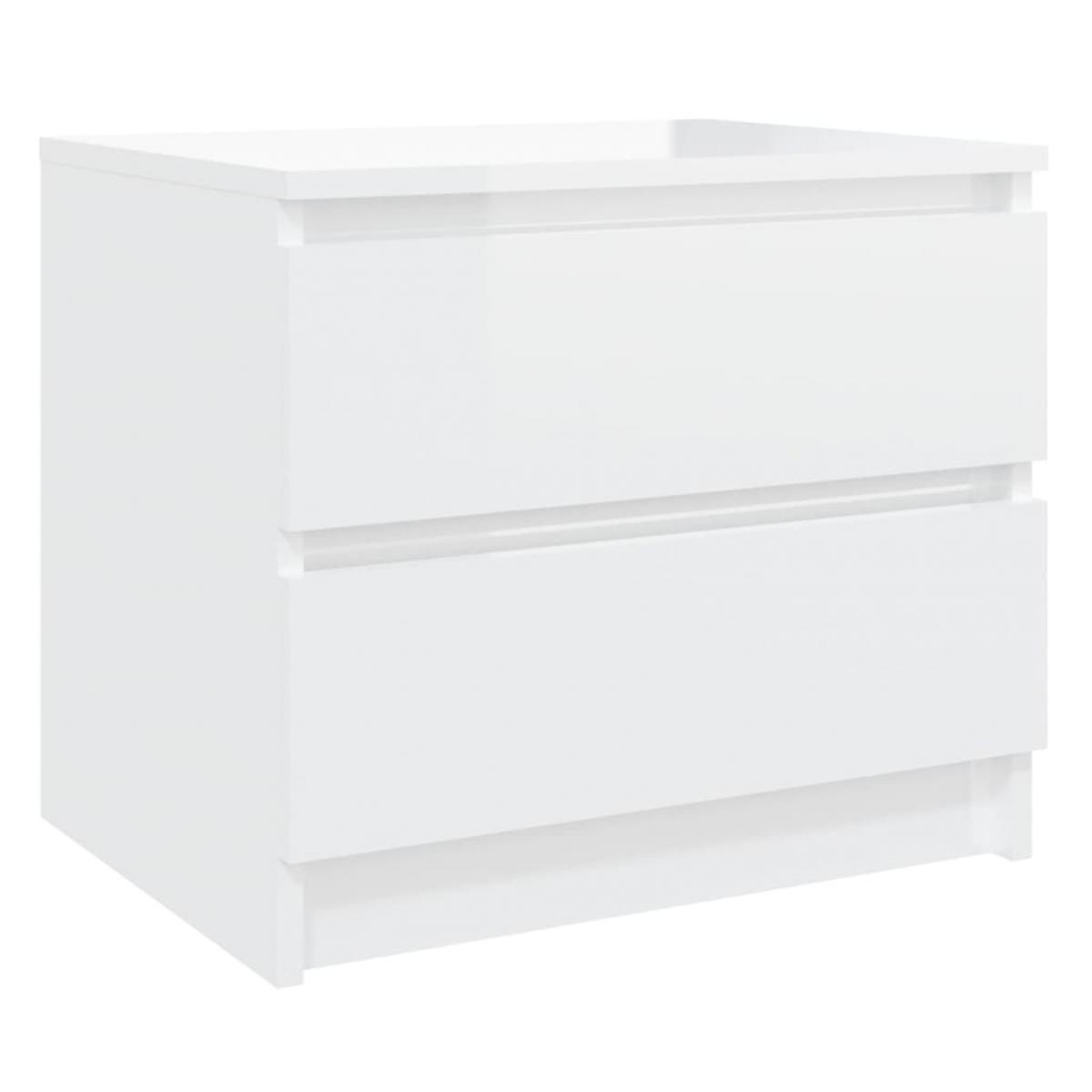 Mesitas noche 2 ud madera ingeniería blanco brillo 50x39x43,5cm