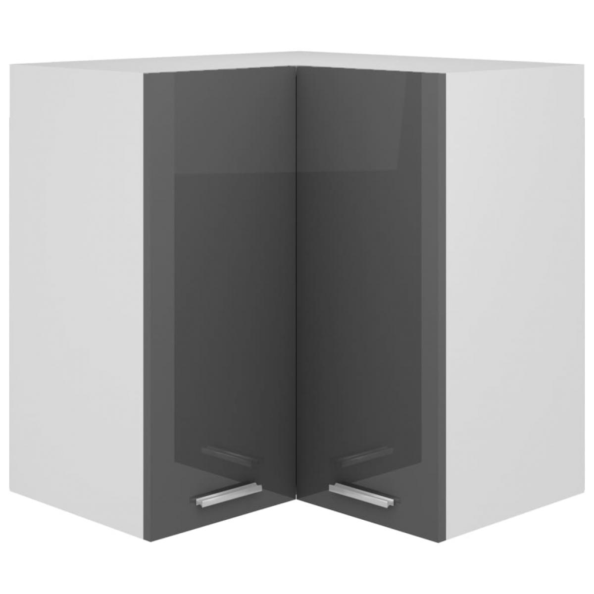 Armario colgante esquina contrachapada gris brillo 57x57x60 cm