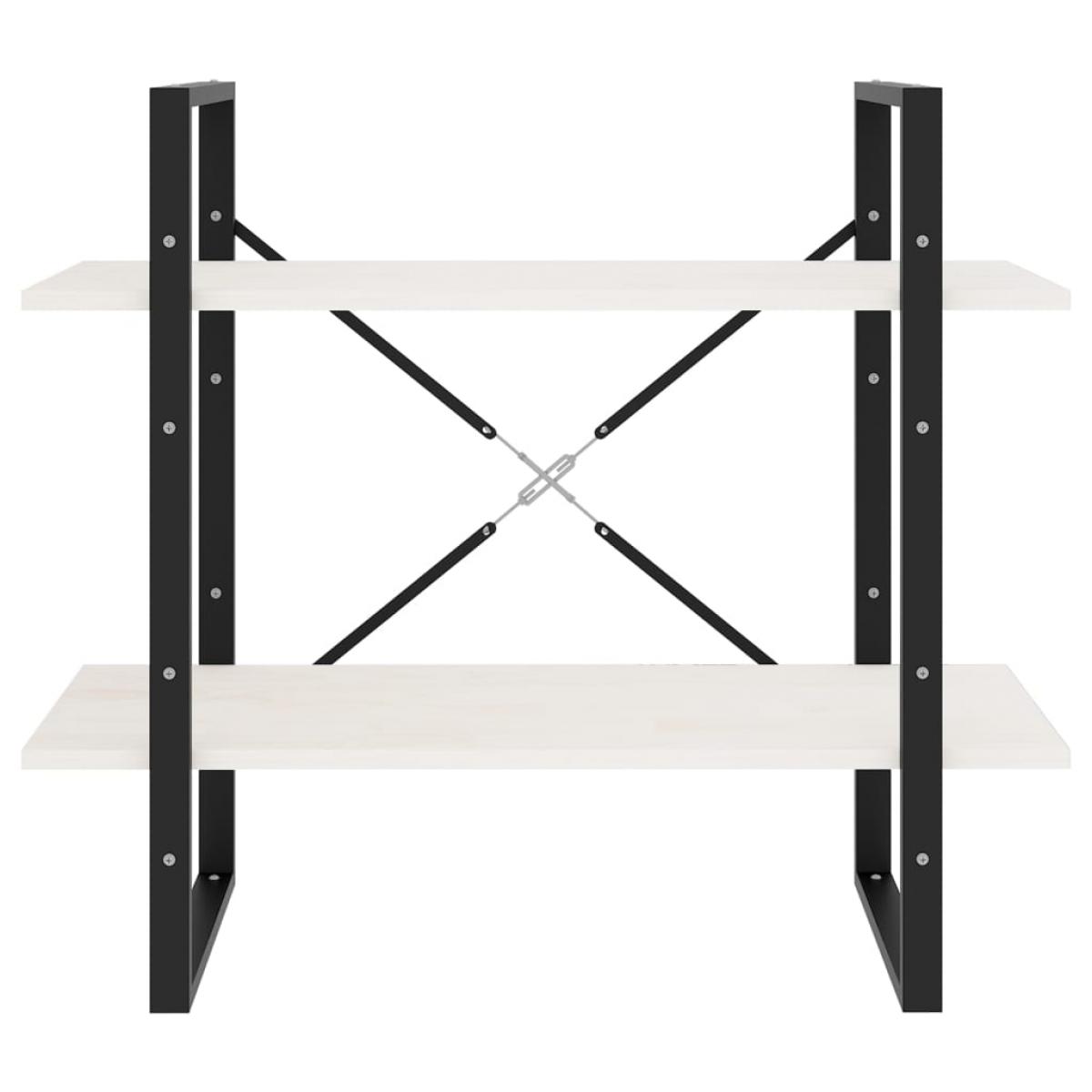 Estantería 2 niveles madera maciza de pino blanco 80x30x70 cm