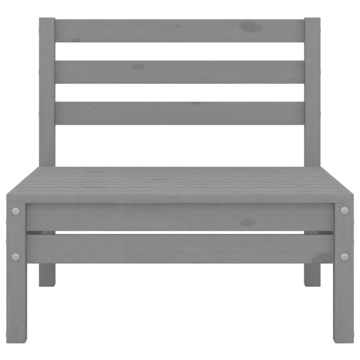 Sofás central de jardín 2 unidades gris madera maciza de pino