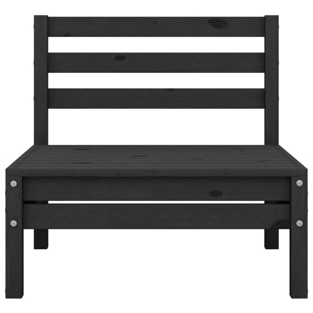 Sofás central de jardín 4 unidades negro madera maciza de pino