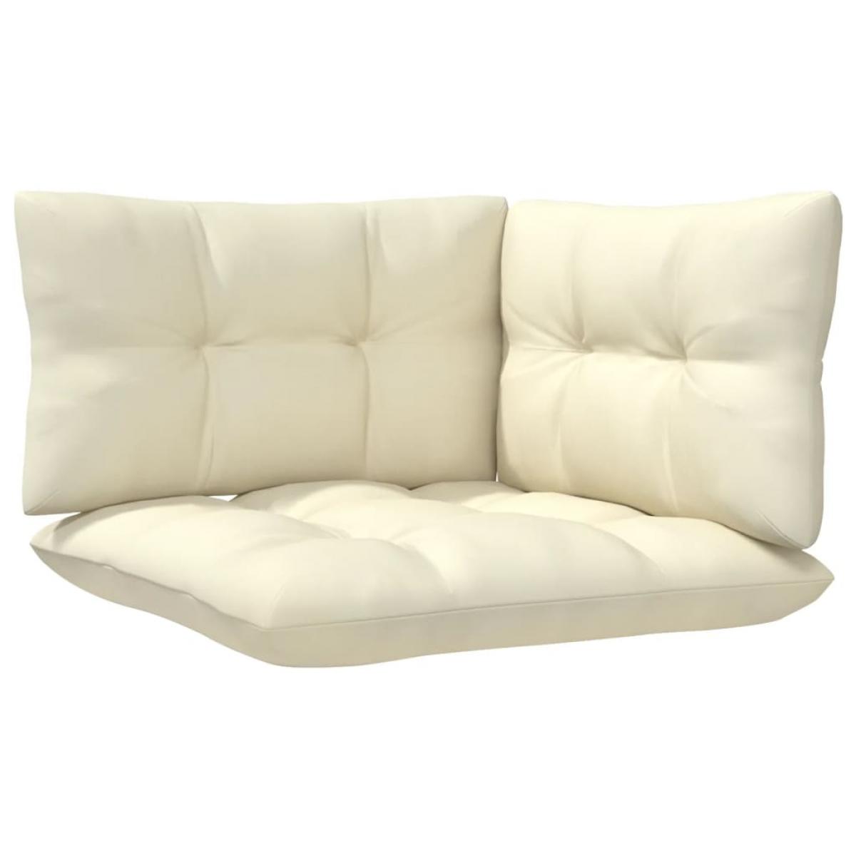 Muebles de jardín 3 piezas madera maciza pino con cojines crema