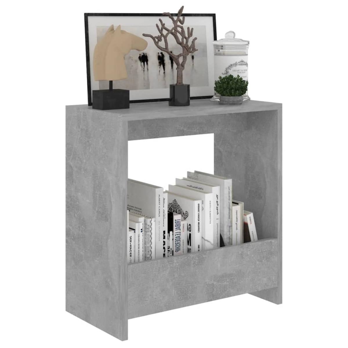 Mesa auxiliar de madera contrachapada gris hormigón 50x26x50 cm