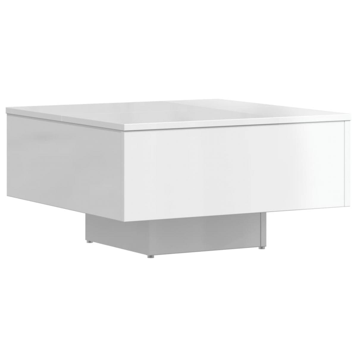 Mesa de centro madera de ingeniería blanco brillo 60x60x31,5 cm