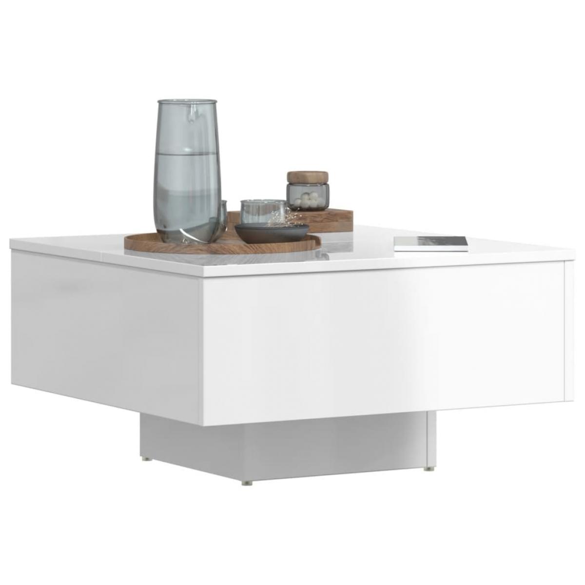 Mesa de centro madera de ingeniería blanco brillo 60x60x31,5 cm
