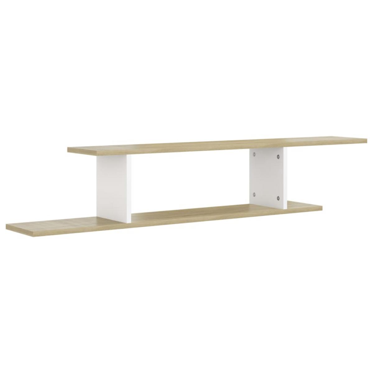 Estante de pared de TV aglomerado blanco y Sonoma 125x18x23 cm