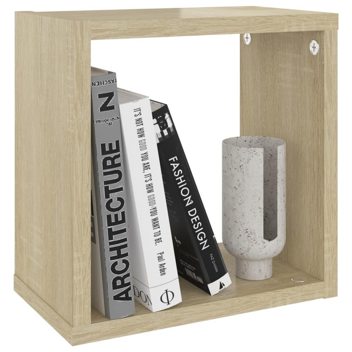 Estantes de cubo de pared 4 uds blanco roble 26x15x26 cm