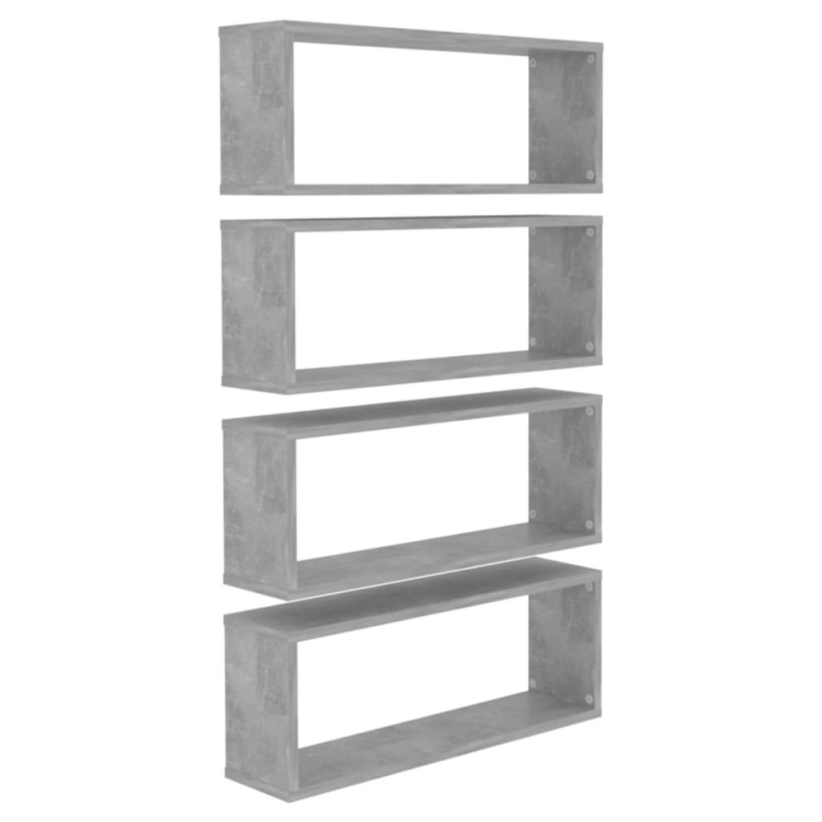 Estante cubo pared 4 uds madera ingeniería hormigón 60x15x23cm
