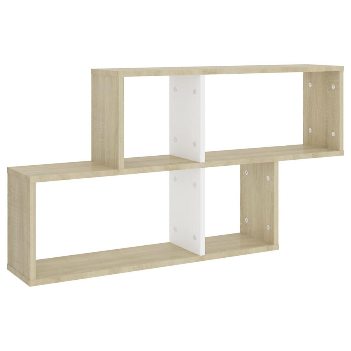 Estantería de pared aglomerado blanco roble Sonoma 100x18x53 cm