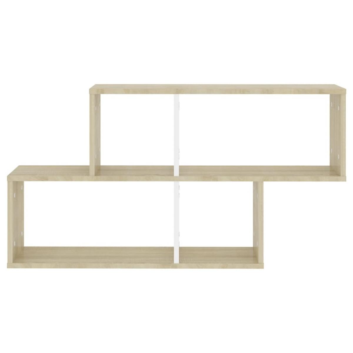 Estantería de pared aglomerado blanco roble Sonoma 100x18x53 cm