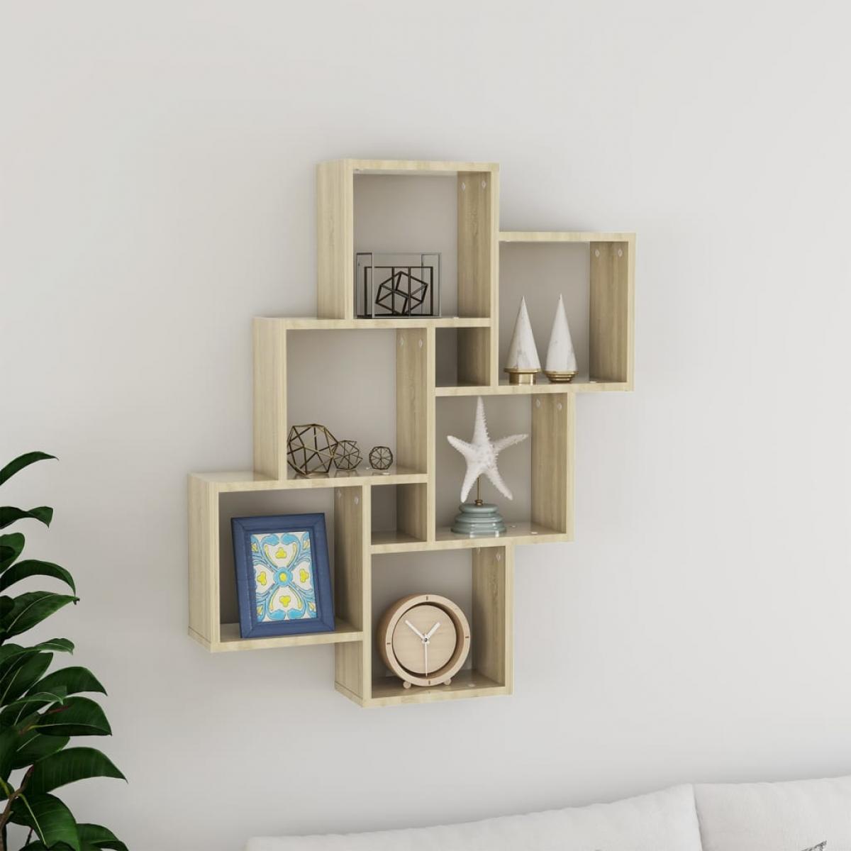 Estante de cubo de pared aglomerado color roble 78x15x93cm