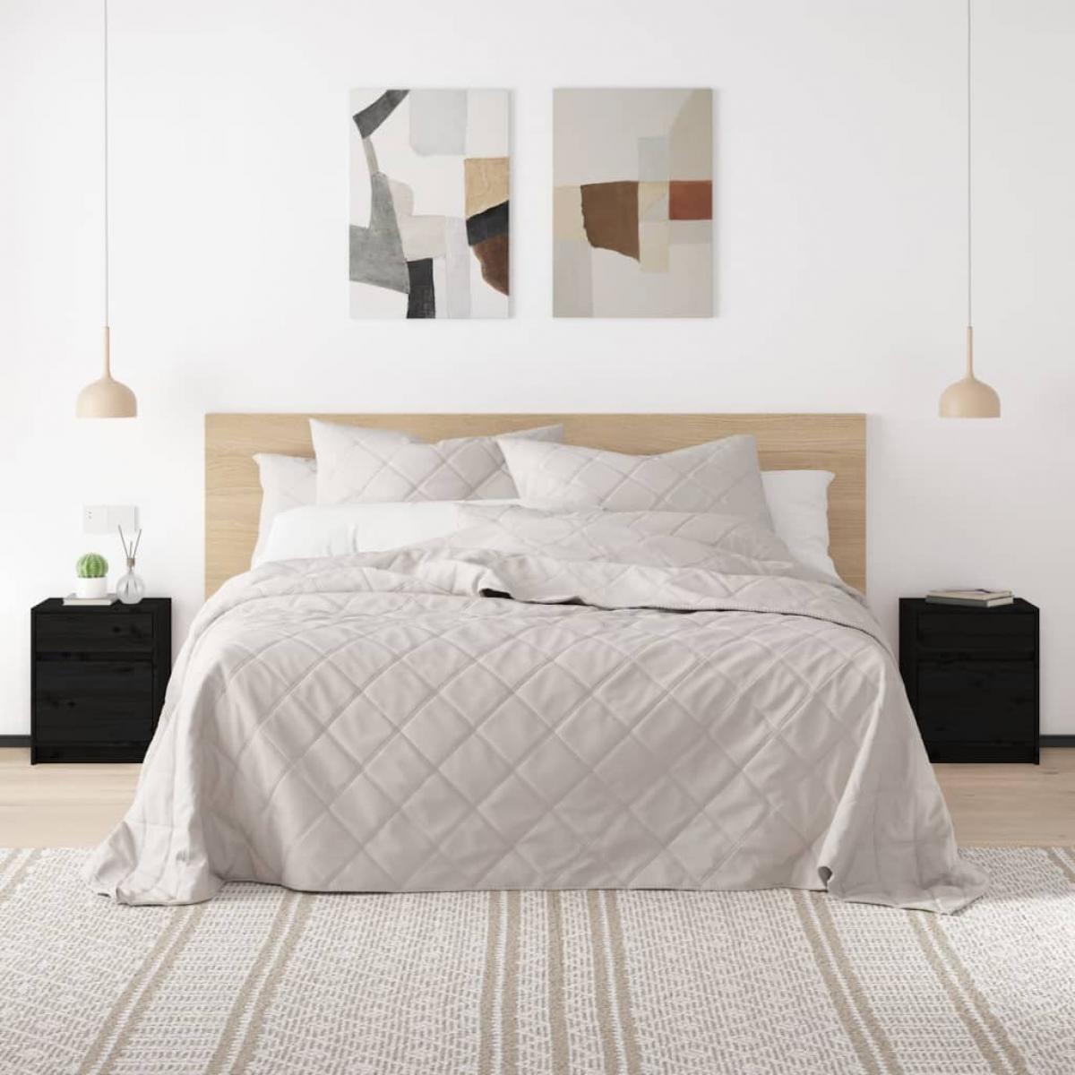 Mesitas de noche 2 uds madera maciza pino negro 40x31x50 cm