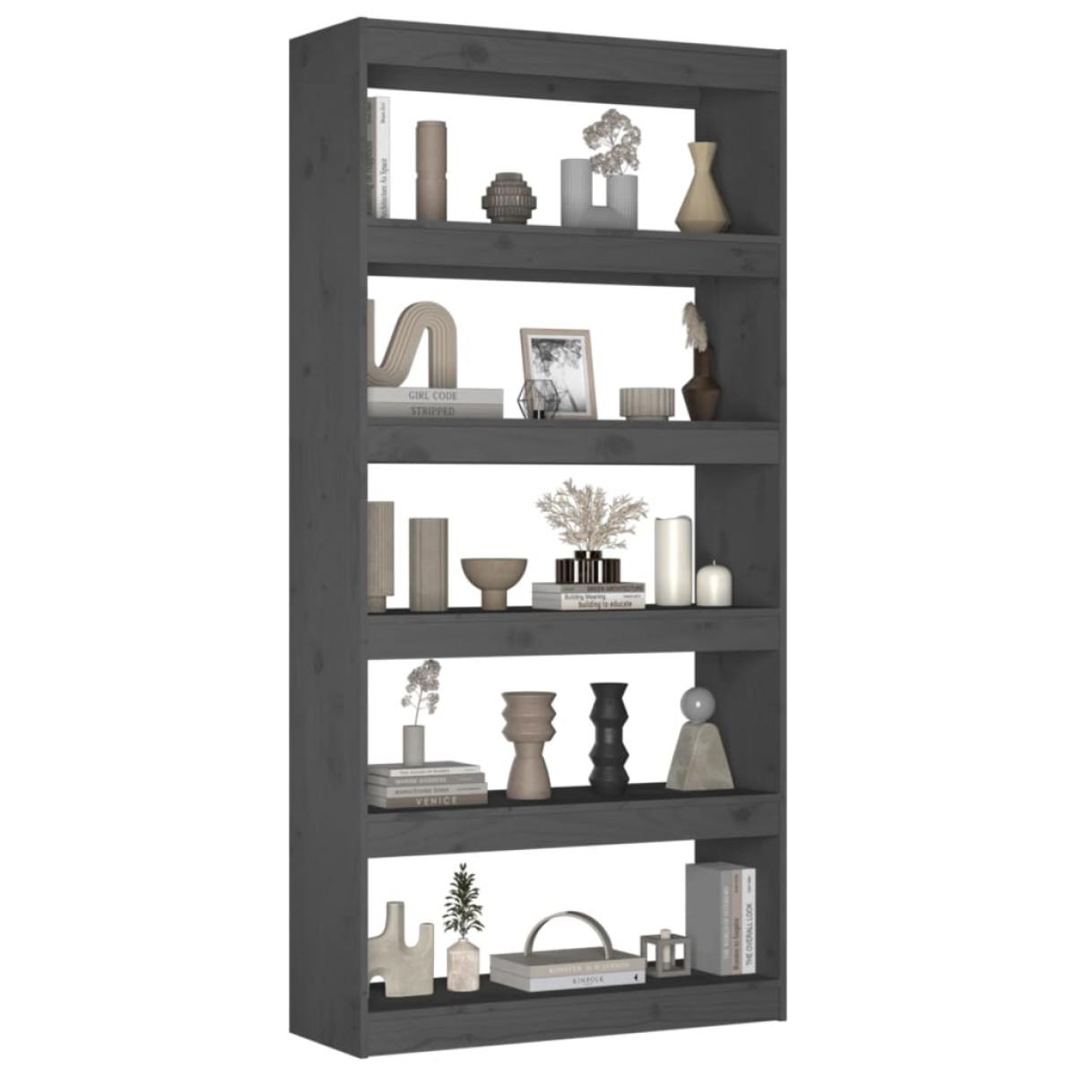 Estantería/divisor de espacios madera pino gris 80x30x167,4 cm