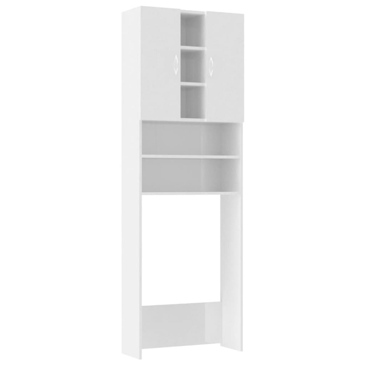 Armario de lavadora blanco brillante 64x25,5x190 cm
