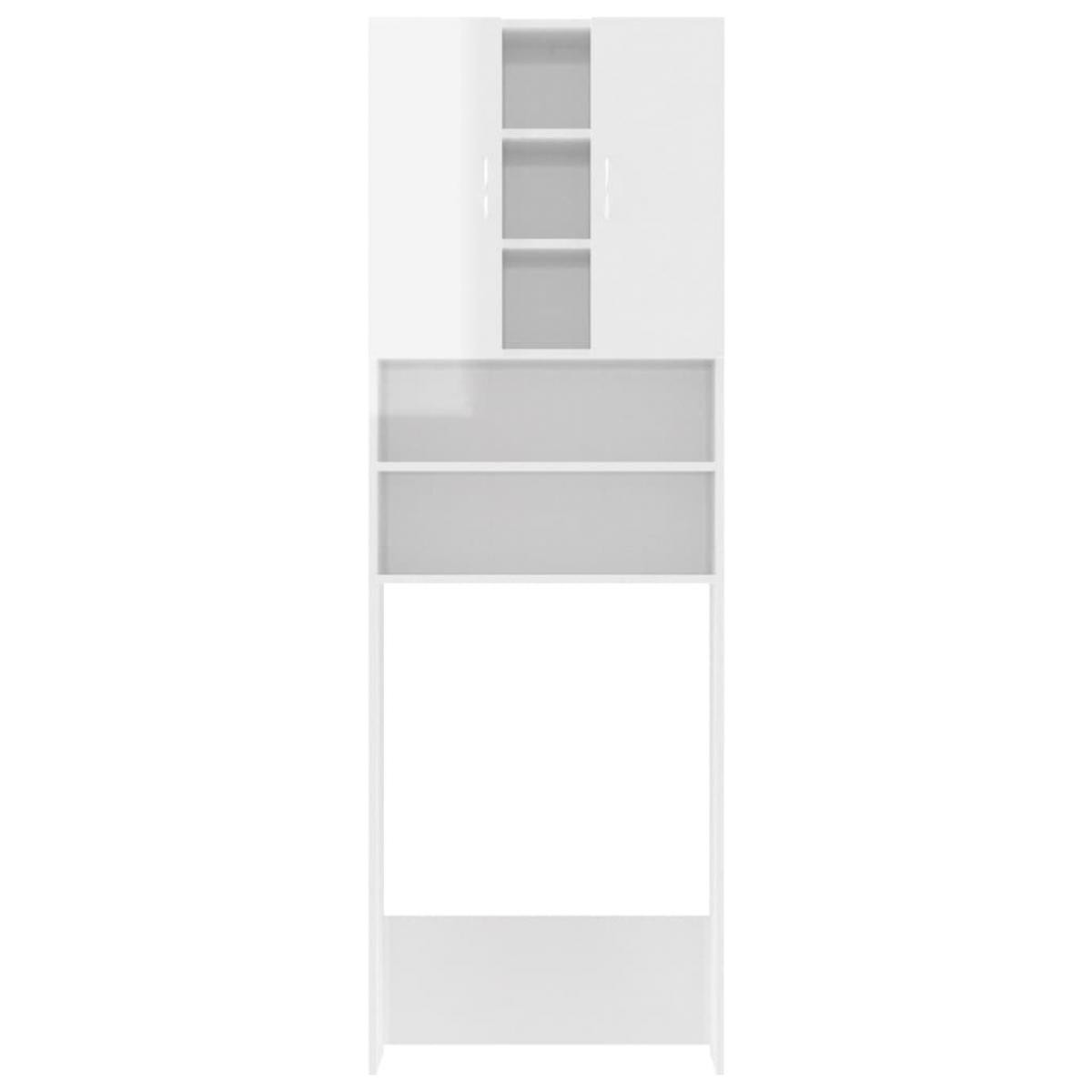 Armario de lavadora blanco brillante 64x25,5x190 cm