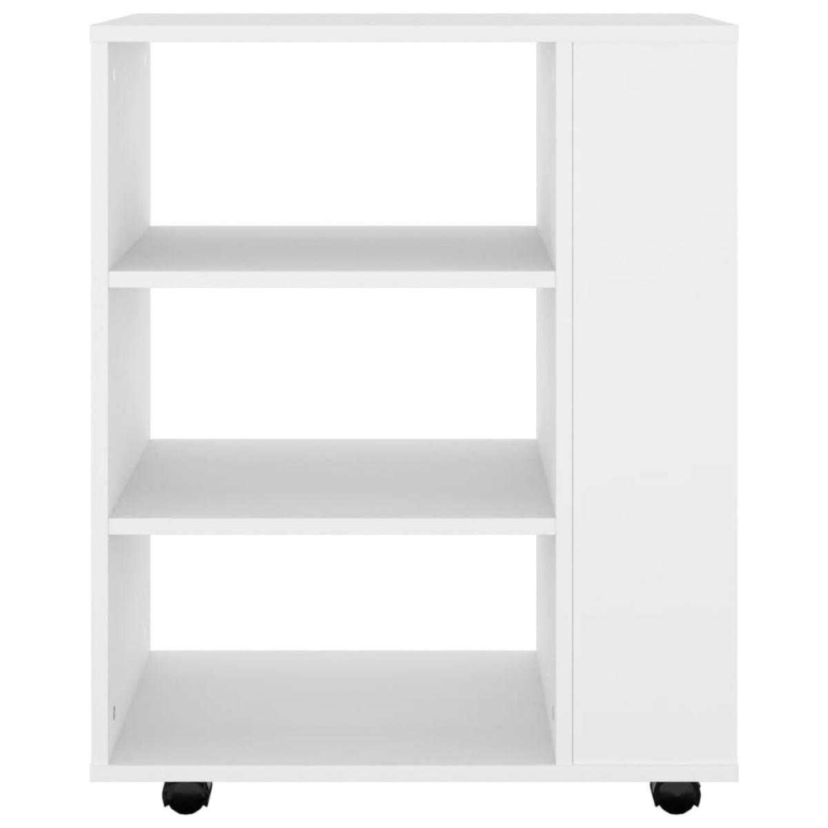 Armario con ruedas de madera contrachapada blanco 60x35x75 cm