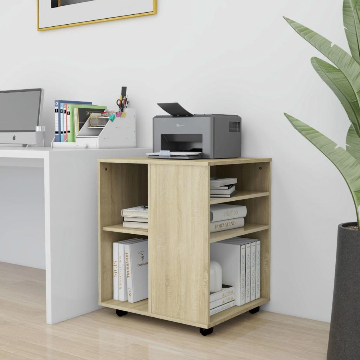 Armario con ruedas madera contrachapada roble Sonoma 60x53x72cm