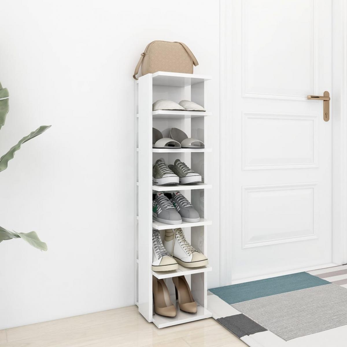 Mueble zapatero contrachapada blanco brillo 27,5x27x102 cm