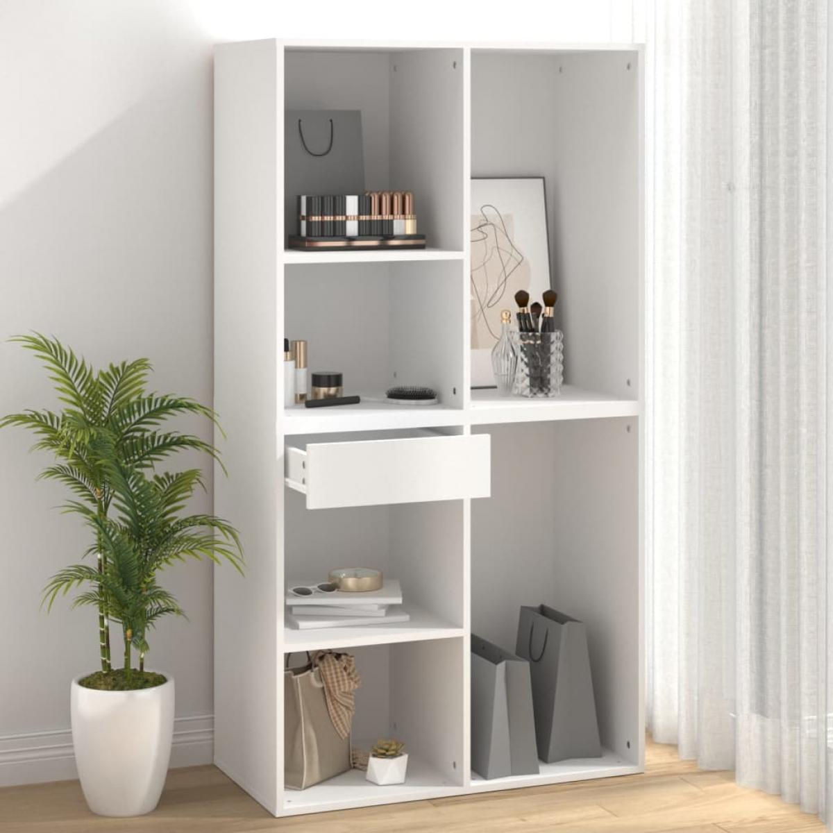 Armario de maquillaje madera contrachapada blanco 80x40x75 cm