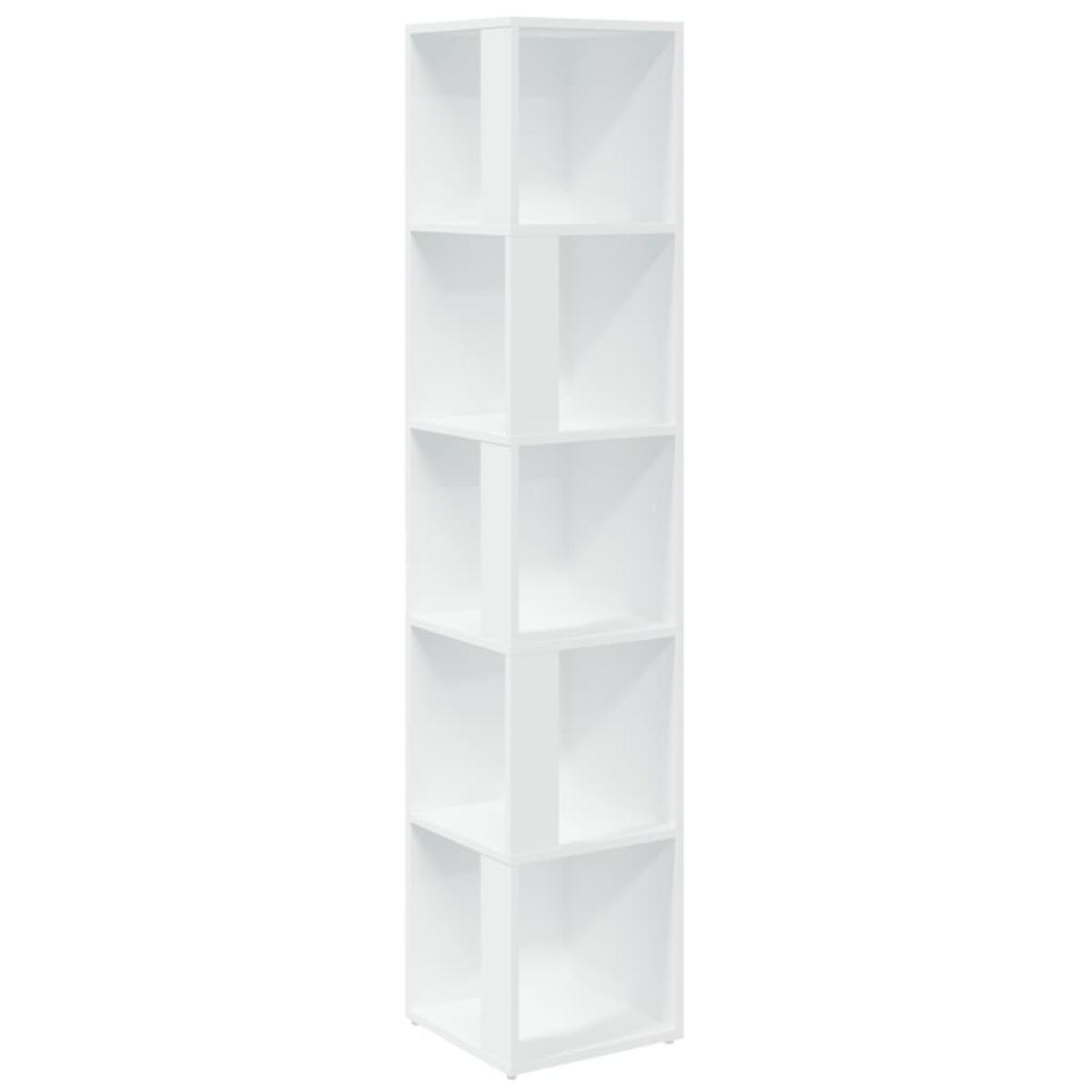 Mueble de esquina madera contrachapada blanco 33x33x164,5 cm
