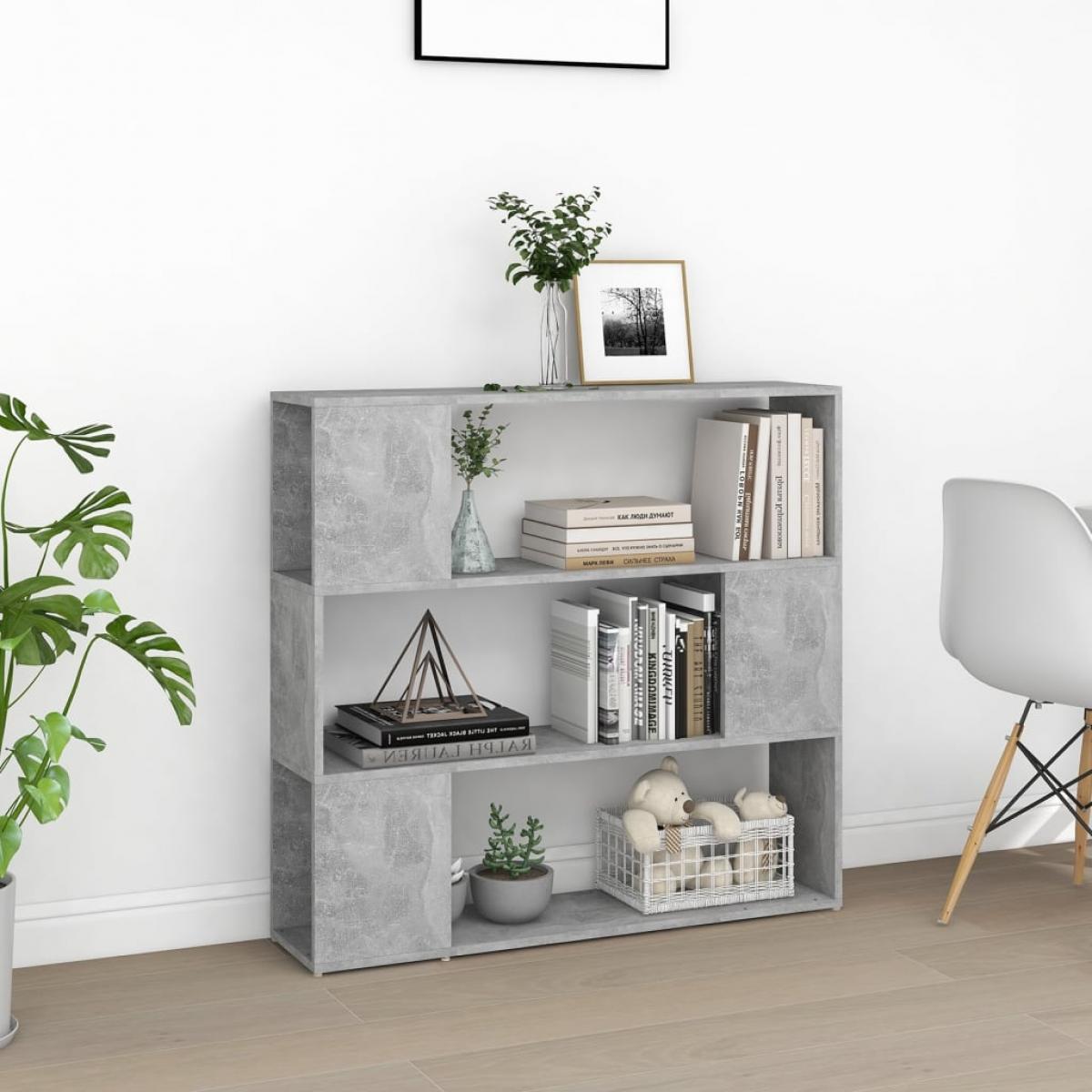 Estantería divisor de espacios gris hormigón 100x24x94 cm