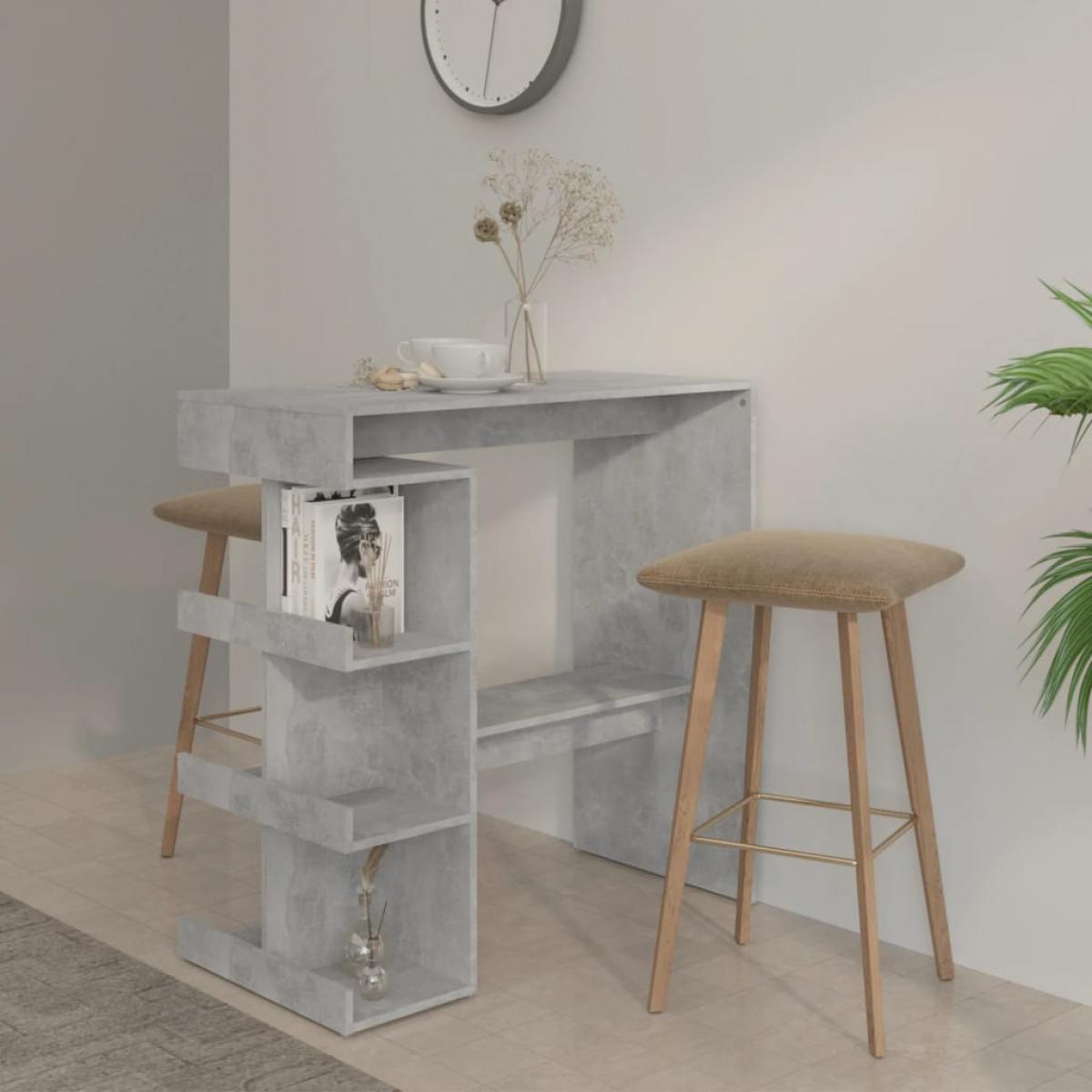Mesa bar estante almacenaje aglomerado gris 100x50x101,5 cm