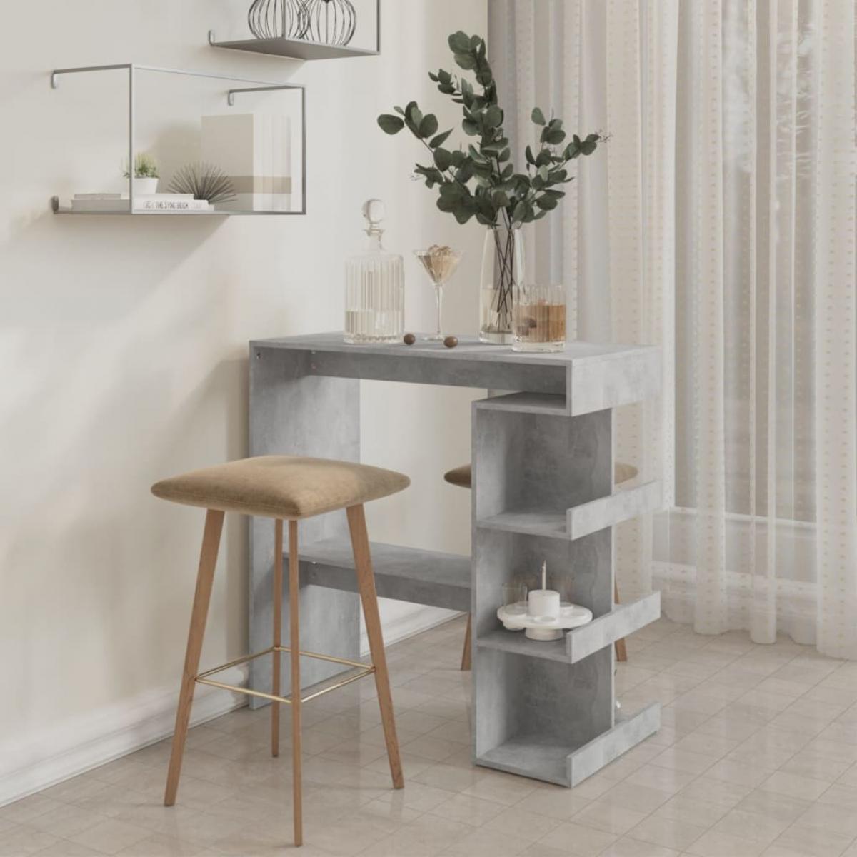 Mesa bar estante almacenaje aglomerado gris 100x50x101,5 cm