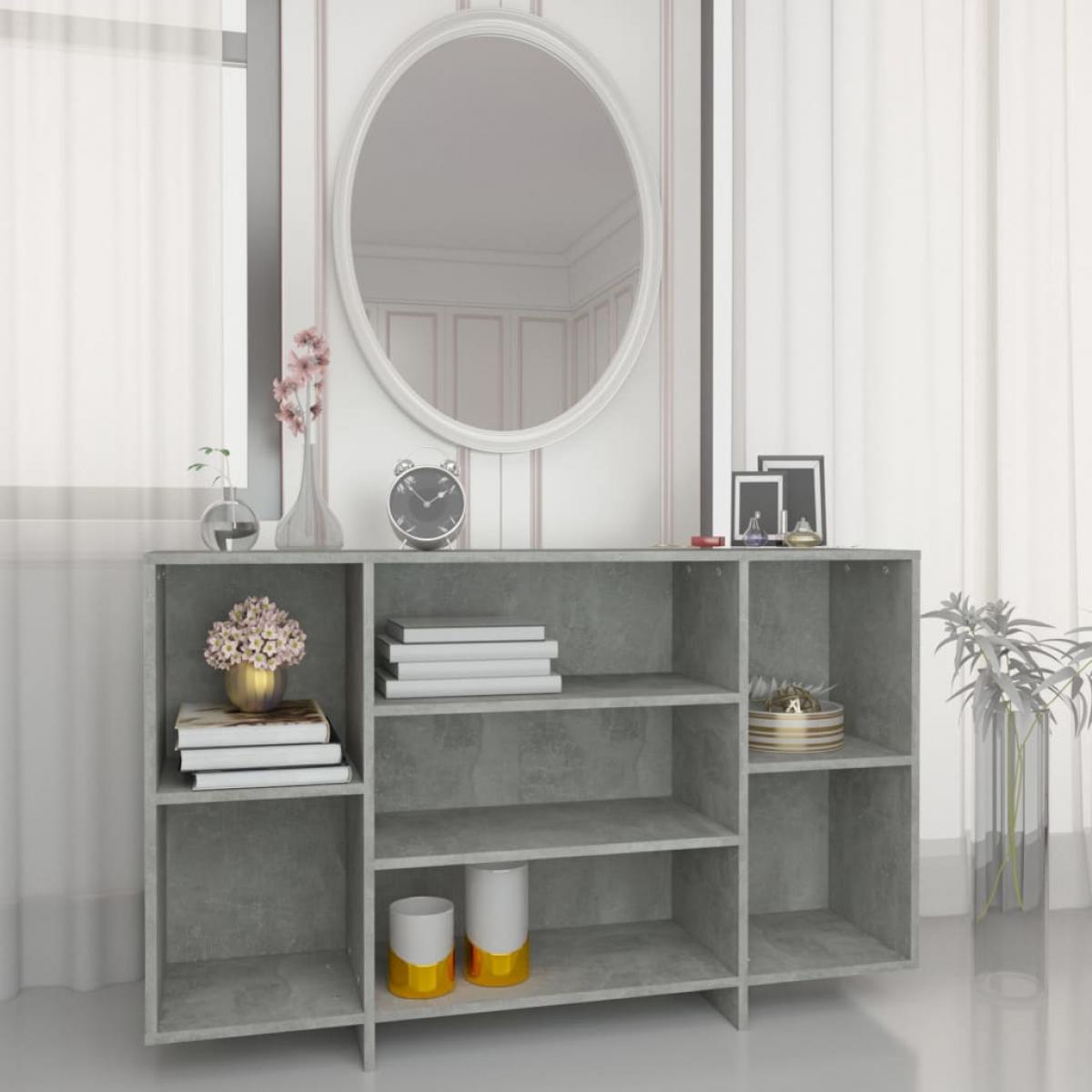 Aparador de madera contrachapada gris hormigón 120x30x75 cm