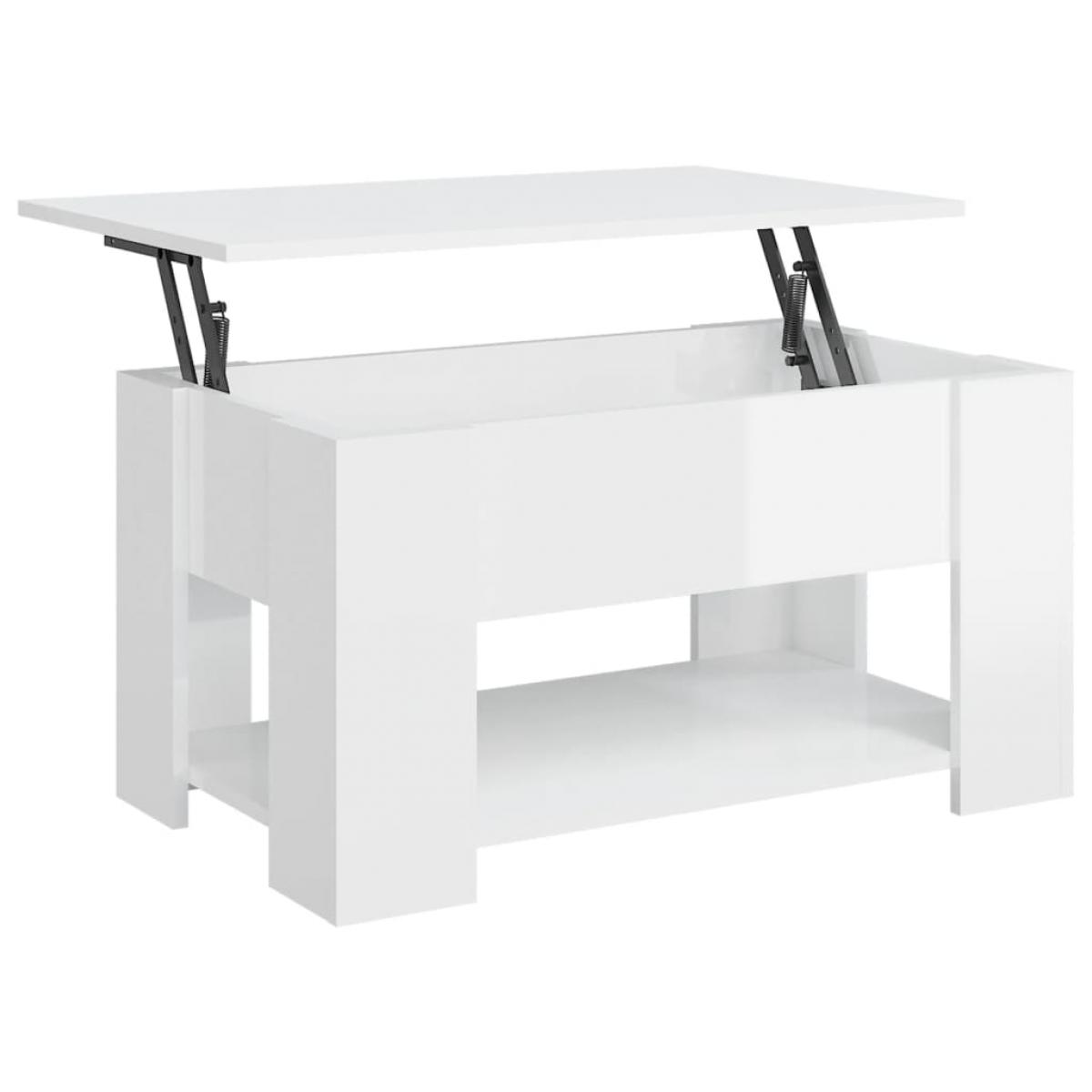 Mesa de centro madera de ingeniería blanco brillo 79x49x41 cm