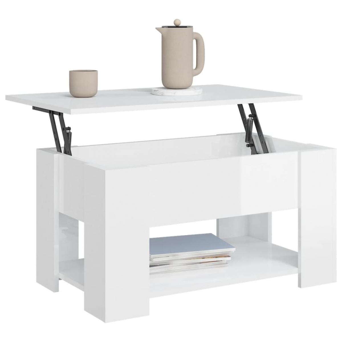 Mesa de centro madera de ingeniería blanco brillo 79x49x41 cm
