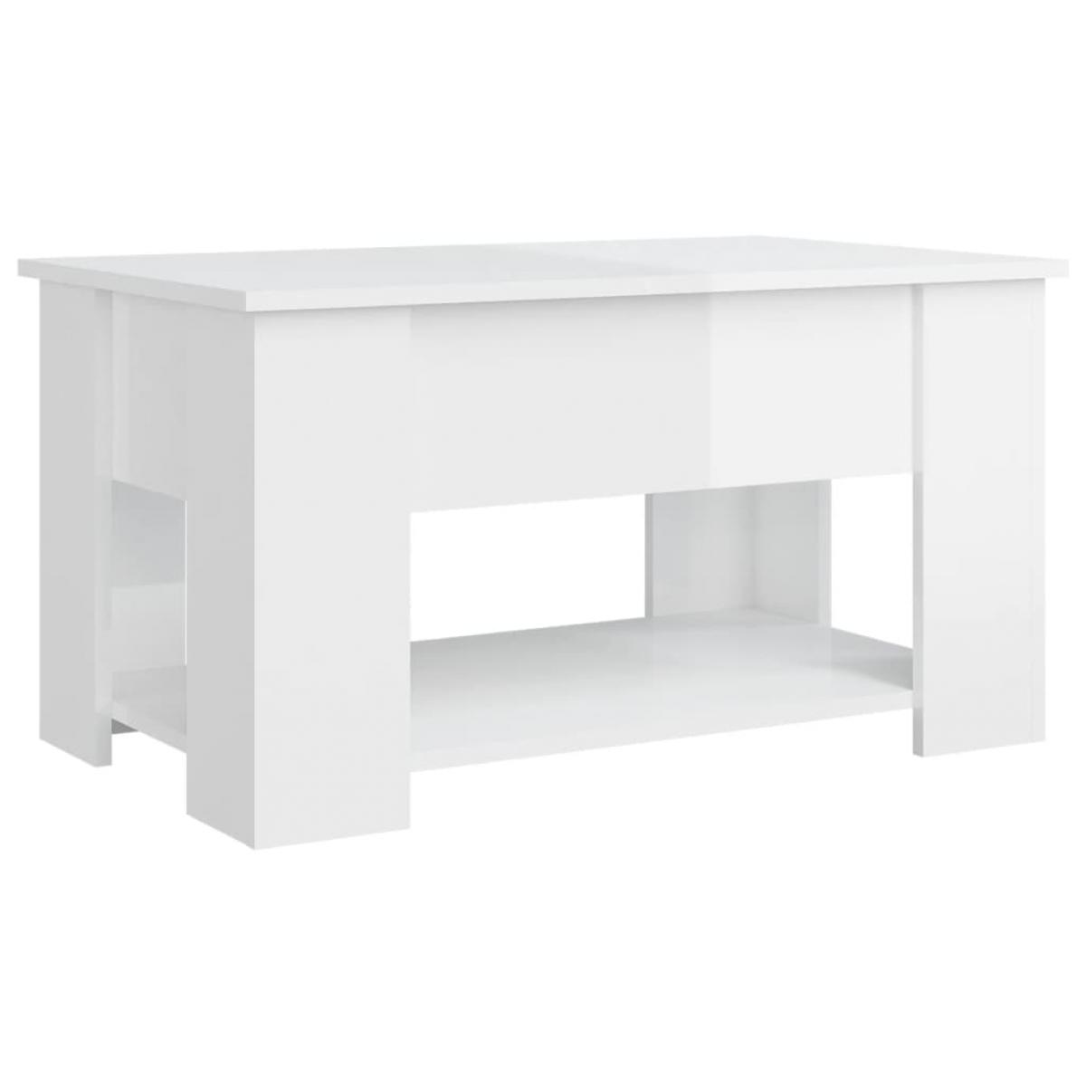 Mesa de centro madera de ingeniería blanco brillo 79x49x41 cm