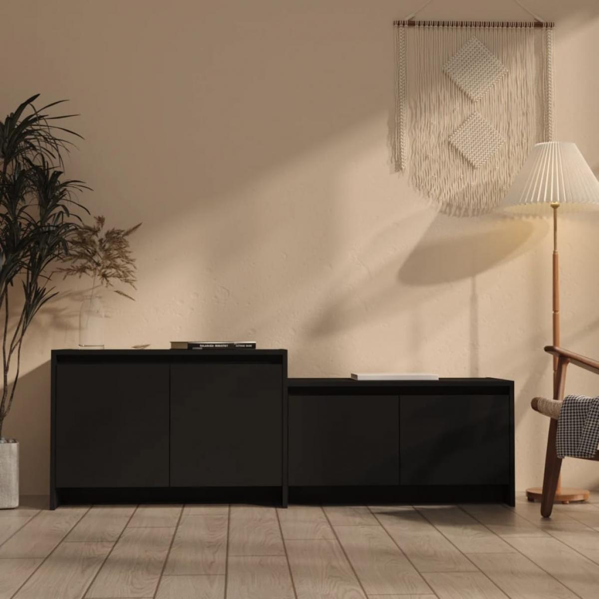 Mueble para TV madera contrachapada negro 146,5x35x50 cm